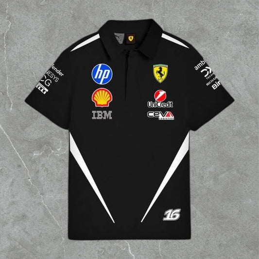 Polera Negra Ferrari Pique 2026